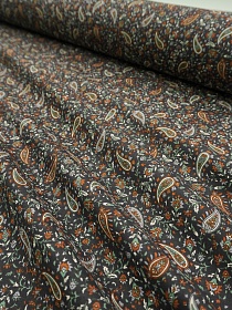 Импорт. хлопок "Восточный бутон" цв.горький шоколад, ш.1.5м, хлопок-100%, 100гр/м.кв