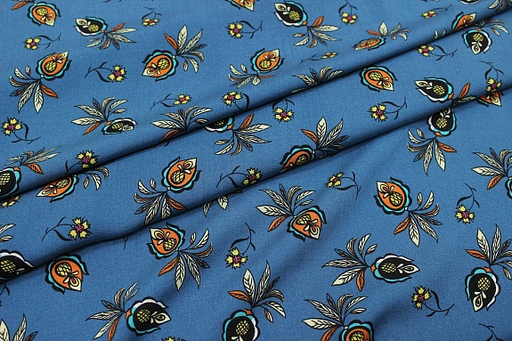 Штапель "Ямина" цв.насыщенный петроль, ш.1.45м, вискоза-100%, 100гр/м.кв