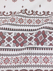 Рогожка "Снежинка (красная на белом)", ш.1.5м, хлопок-100%, 165гр/м.кв