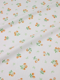 Сатин "Персиковые бутончики на белом", (комп), ш.2.35м, хлопок-100%, 120гр/м.кв
