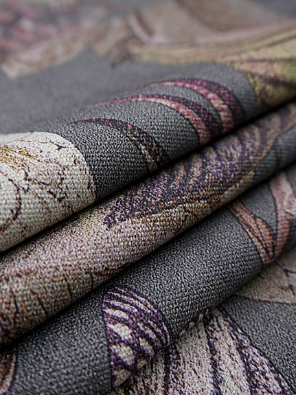 Интерьерный хлопок "Тропический винтаж" цв.т.серый, ш.1.5м, хлопок-100%, 245гр/м.кв