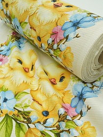 Вафельное полотно (холст) "Солнечная Пасха", ш.0.5м, хлопок-100%, 170гр/м.кв, раппорт 63см