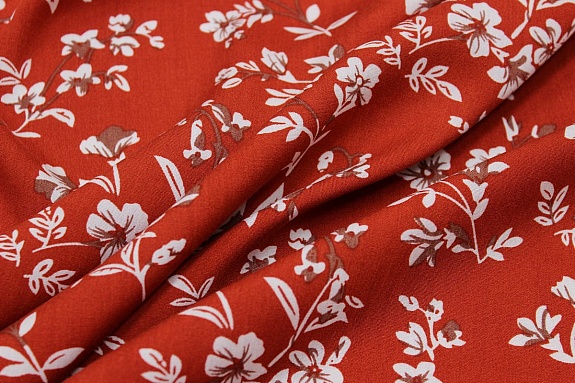 Штапель "Лейла", цв.кирпично-терракотовый, ш.1.42м, вискоза-100%, 90гр/м.кв