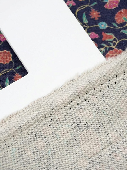 Хлопколен "Чудный вьюнок" цв.чернильный, ш.1.5м, лен-20%, хлопок-80%, 170гр/м.кв