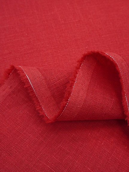 Лен костюмный с эффектом мятости цв.Винтажно-красный, ш.1.45м, лен-100%, 190гр/м.кв