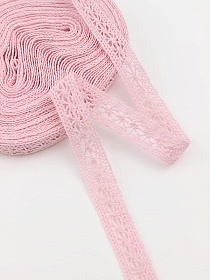 Кружево цв.нежно-розовый, ш.15мм, хлопок-90%; п/э-10%, 10м, рис.099/11