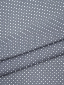 Бязь "Белый горох (3мм) на св.серо-синей дымке", СОРТ2, ш.1.5м, хлопок-100%, 120гр/м.кв