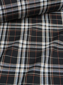 Фуле "Клетка" цв.черный/бело-бежевый, ш.1.45м, хлопок-100%, 140гр/м.кв