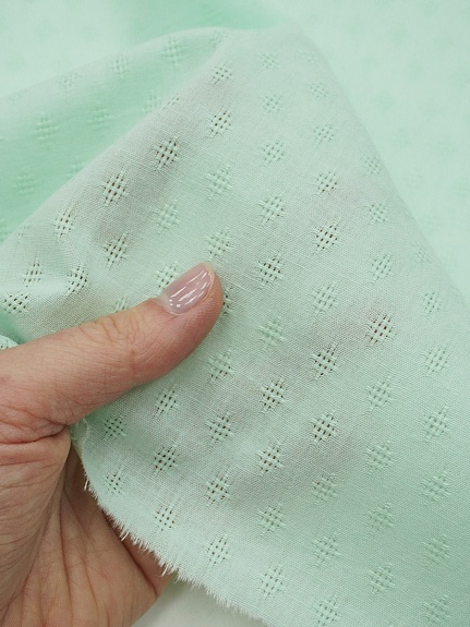Фактурный хлопок "Ромбики мережка" цв.Нежная мята , ш.1.4м, батист, хлопок-100%, 60гр/м.кв