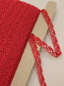 Кружево цв.красный, ш.15мм, хлопок-90%, п/э-10%, рис.016/16