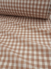 Вареный (стираный) хлопок "Клетка (1.0*1.0см)" цв.песочно-коричневый, ш.2.5м, хлопок-100%, 110гр/м.кв