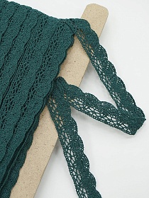 Кружево цв.зеленая морская волна, ш.19мм, хлопок-90%, п/э-10%, рис.110/33