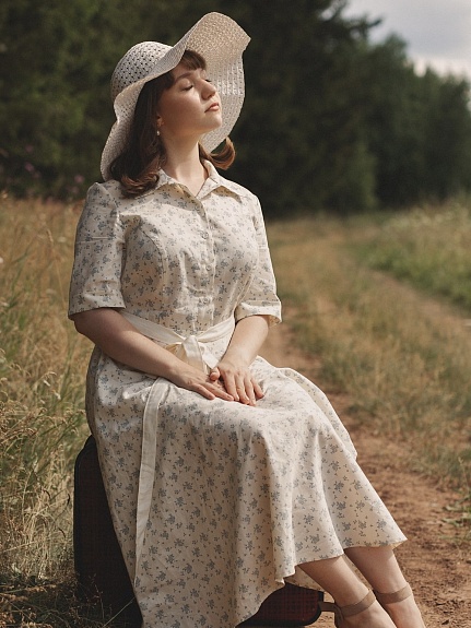 Платье из Сатина "Набойка - букетики"