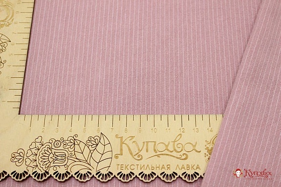 Пестрядь "Мелкая полоска на винтажно-розовом",ш.1,4м хл-95%,п/э-5%, 165гр/м.кв