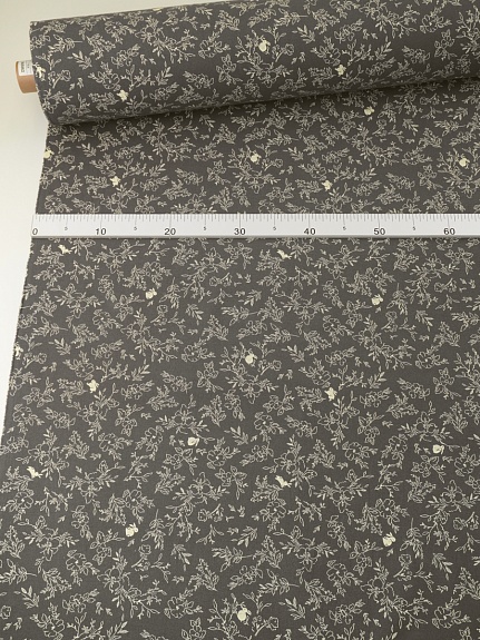Теплый хлопок "Цветочные прятки" цв.т.серый, ш.1.5м, хлопок-100%, 160гр/м.кв