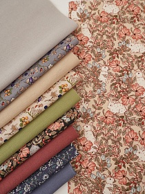 Набор тканей для рукоделия "Плательный хлопок: Лесная полянка", 45см*30см, 10шт