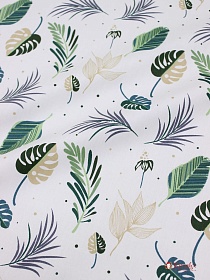 Сатин "Тропический ветерок" цв.зеленый, ш.1.61м, хлопок-100%, 110гр/м.кв