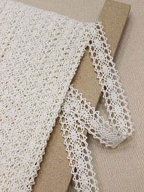 Кружево цв.ванильный, ш.19мм, хлопок-90%, п/э-10%, рис.047/2