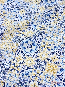 Импорт. хлопок "Майолика" цв.синий, ш.1.45м, хлопок-100%, 105гр/м.кв