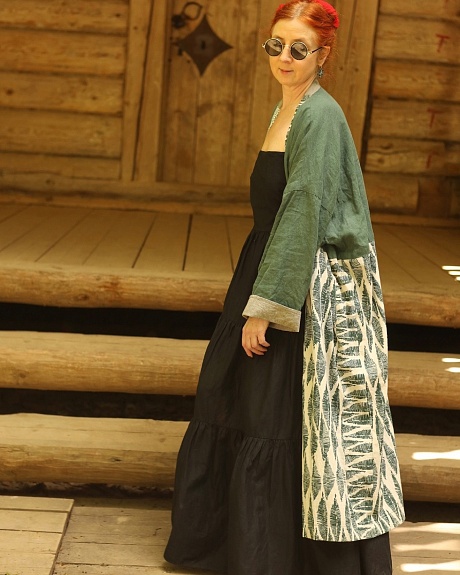 Удлиненный кардиган из полульна и льна