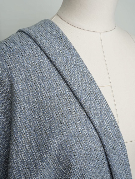 Шерсть пальтово-костюмная Твид "Елочка" цв.серо-голубой, ш.1.5м, шерсть-20%, п/э-80%, 370гр/м.кв