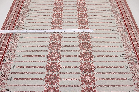 Полулен "Лошадки" цв.бордовый (на суровом), ш.1.5м, лен-30%, хлопок-70%, 145гр/м.кв