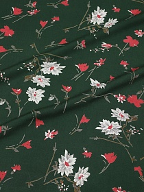 Штапель Премиум "Цветочная симфония" цв.темный кедр, ш.1.45м, вискоза-100%, 120гр/м.кв