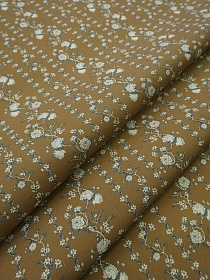 Импорт. хлопок Цифр.печать "Цветущие дорожки" цв.оливково-коричневый, ш.1.4м, хлопок-100%, 135гр/м.кв