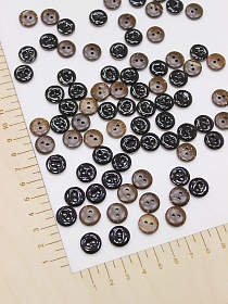 Пуговица кокос+эмаль, цв.черный, 12мм, 2 отверстия