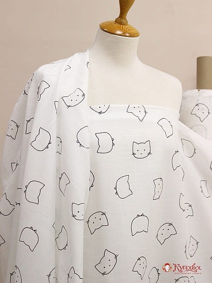 Муслин двухслойный "Котики", ш.1.35м, хлопок-100%, 100гр/м.кв