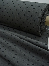 Мерный лоскут (ткань в отрезах) Теплый хлопок "Черный горох (7мм) на т.графитово-зеленом", СОРТ2, ш.1.45м, хлопок-100%, 155гр/м.кв
