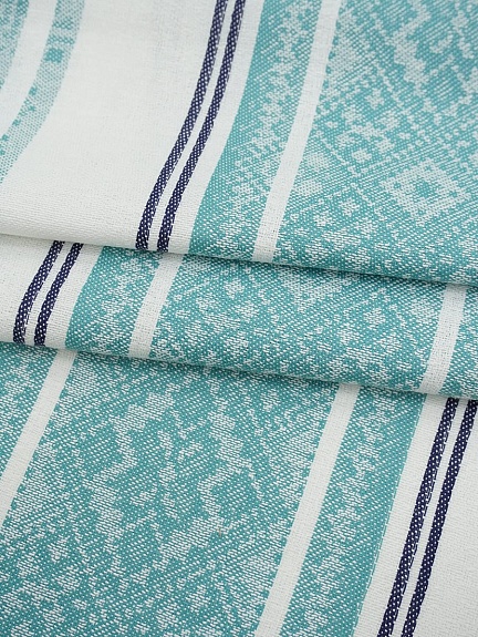 Холст полотенечный жаккард "Вышивка" цв.мятно-бирюзовый, ш.0.5м, лен-30%, хлопок-70%, 210гр/м.кв