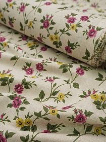 Полулен Цифр.печать "Плетистая симпатия" (на суровом), ш.1.5м, лен-51%, х/б-49%, 120гр/м.кв