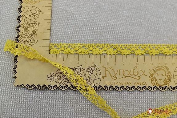 Кружево цв.солнечно-желтый, ш.15мм, хлопок-90%, п/э-10%, рис.016/29