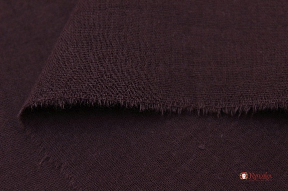 Муслин двухслойный с эффектом жатости цв.Темный коричнево-сливовый, ш.1.40м, хл-100%, 110гр/м.кв