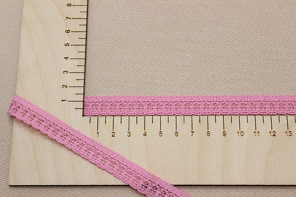 Кружево цв.розовый, ш.14мм, хлопок-84%, п/э-16%
