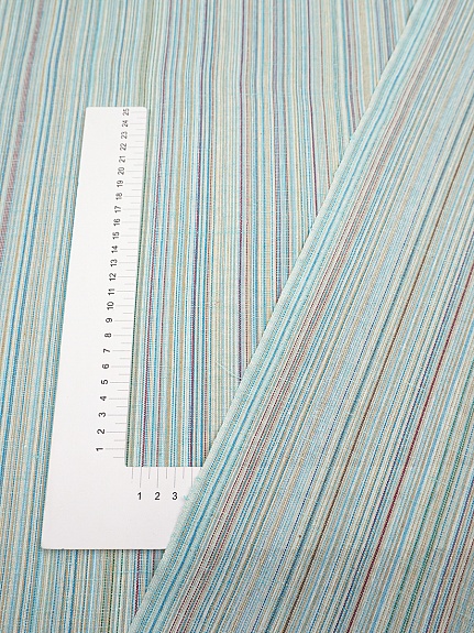 Полулен пестротканый "Св.мятно-бирюзовый меланж - полоска", ш.1.55м, лен-50%, хлопок-50%, 152гр/м.кв