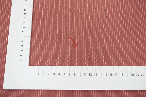Пестрядь "Мелкая полоска на бруснично-терракотовом", СОРТ2, ш.1.40м,  хлопок-95%, п/э-5%,165гр/м.кв,