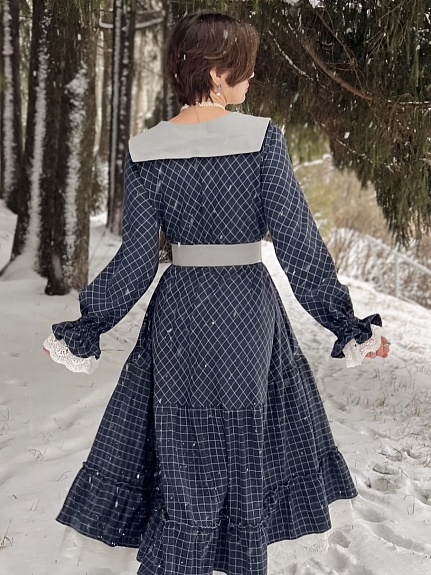 Платье из Пестряди "Крупная клетка"