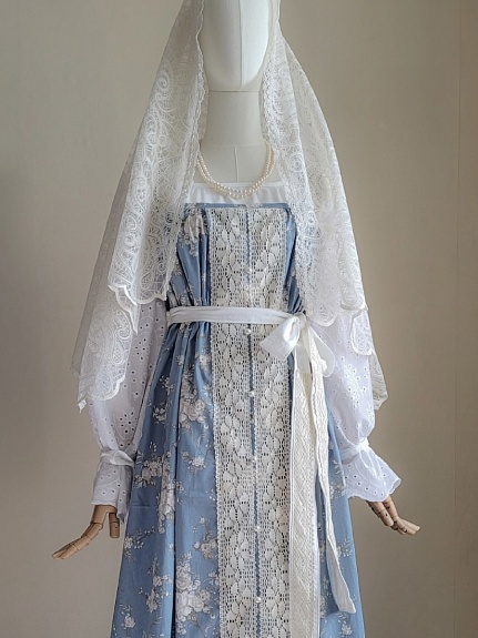 Сарафан в русском стиле из бязи "Чайные розочки"