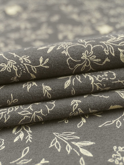 Теплый хлопок "Цветочные прятки" цв.т.серый, ш.1.5м, хлопок-100%, 160гр/м.кв