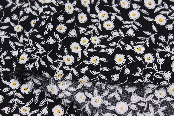 Штапель "Лёгкость" цв. черный, ш.1.44м, вискоза-100%, 110гр/м.кв