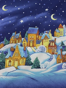 Вафельное полотно "Сказочная зима" цв.синий, ш.1.5м, хлопок-100%,160гр/м.кв