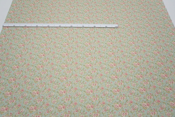 Мерный лоскут - Шитье Digital "Мэри Роуз" цв.морозная мята, ш.1.5м (выш.часть1.35м), батист, х