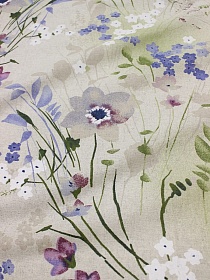 Мерный лоскут Полулен "Живописная лужайка" цв.джинс (на суровом), СОРТ2, ш.2.2м, лен-30%, хлопок-70%, 150гр/м.кв