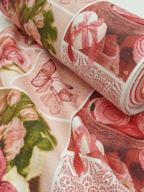 Вафельное полотно (холст) "Пэчворк - романтика", ш.0.5м, хлопок-100%, 175гр/м.кв, раппорт 63см
