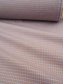 Пестроткань сорочечная "Мелкая клетка" цв.карамельный/голубой, ш.1.45м, хлопок-100%, 90гр/м.кв