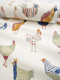 Ткань Дак "Птичий карнавал", ш.1.85м, хлопок-65%, п/э-35%, 200гр/м.кв