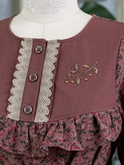 Платье из хлопка "Мелкие цветочки с веточками"