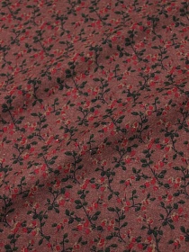 Теплый хлопок "Мелкие цветочки с веточками на коричнево-бордовом", ш.1.4м, хлопок-100%, 160гр/м.кв